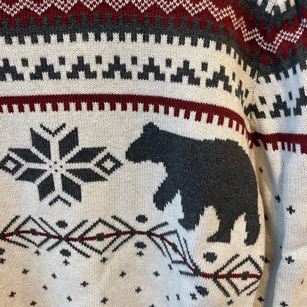 Lands' End Fair Isle Bear Winter Sweater - Picture 3 of 6